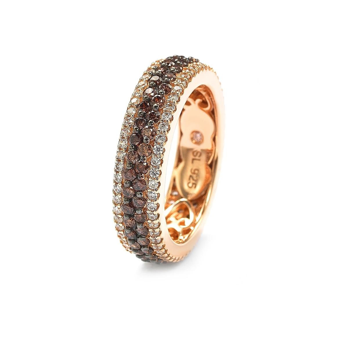 Suzy Levian New York Suzy Levian Sterling Silver Cubic Zirconia Multi-RowEternity Band - Brown