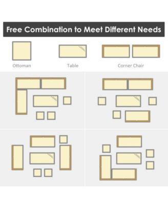 7 Pieces Outdoor Wicker Sectional Sofa Set with Dining Table