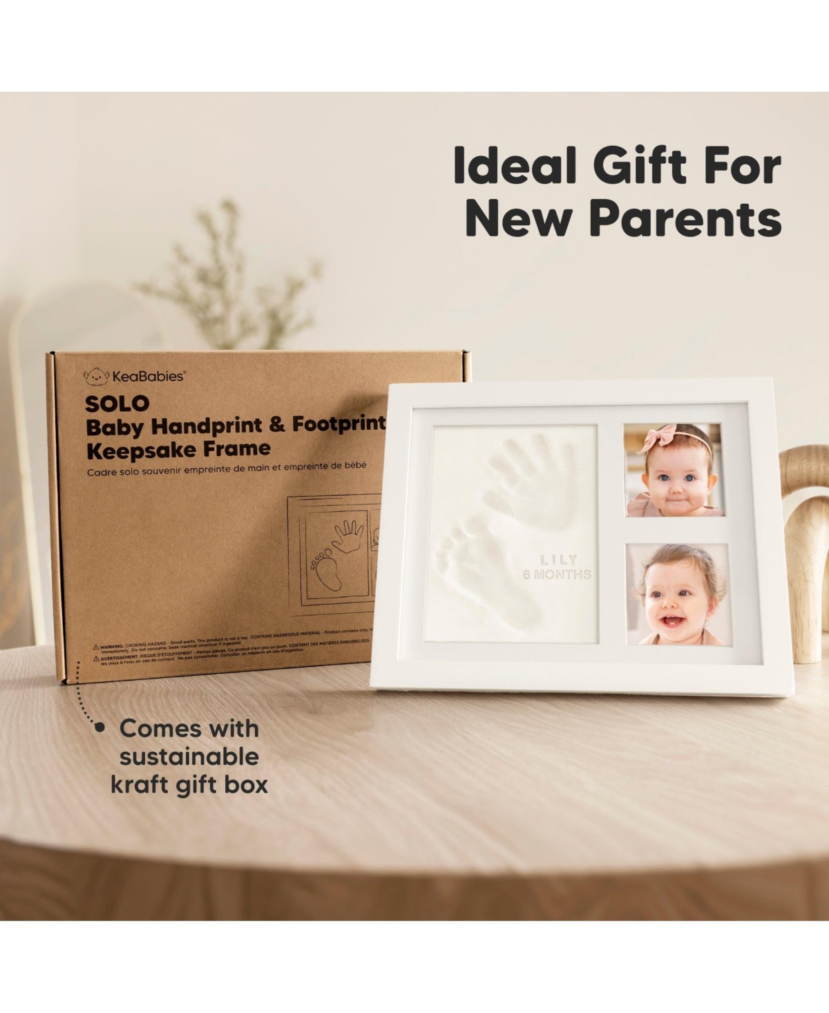 KeaBabies Solo Baby Hand and Footprint Kit, Baby Keepsake Picture Frames, Baby Handprint Kit, Newborn Baby Girl, Boy Gifts