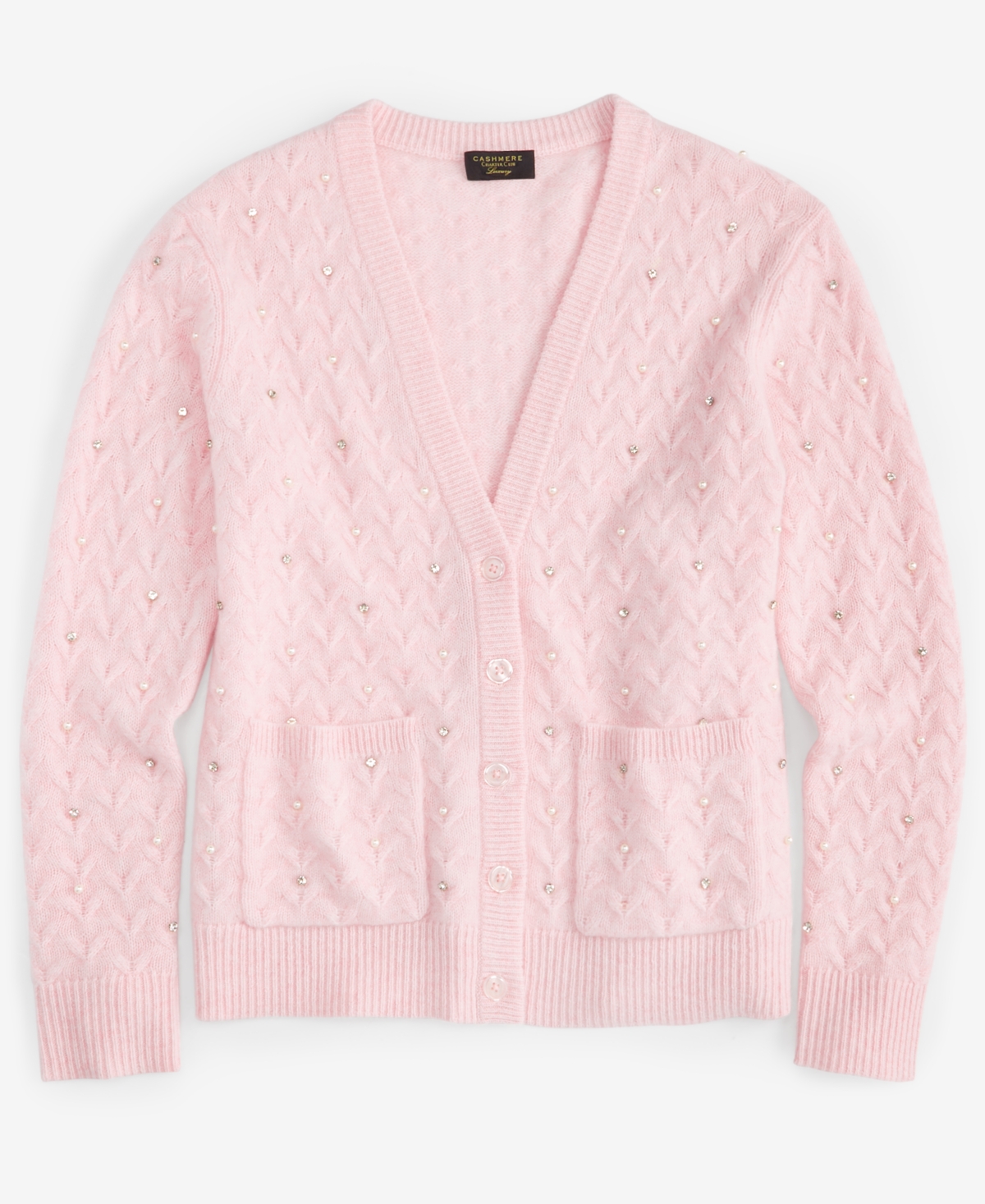 Charter Club Women's Cashmere Embellished Textured Cardigan, Regular and Petite, Created for Macy's