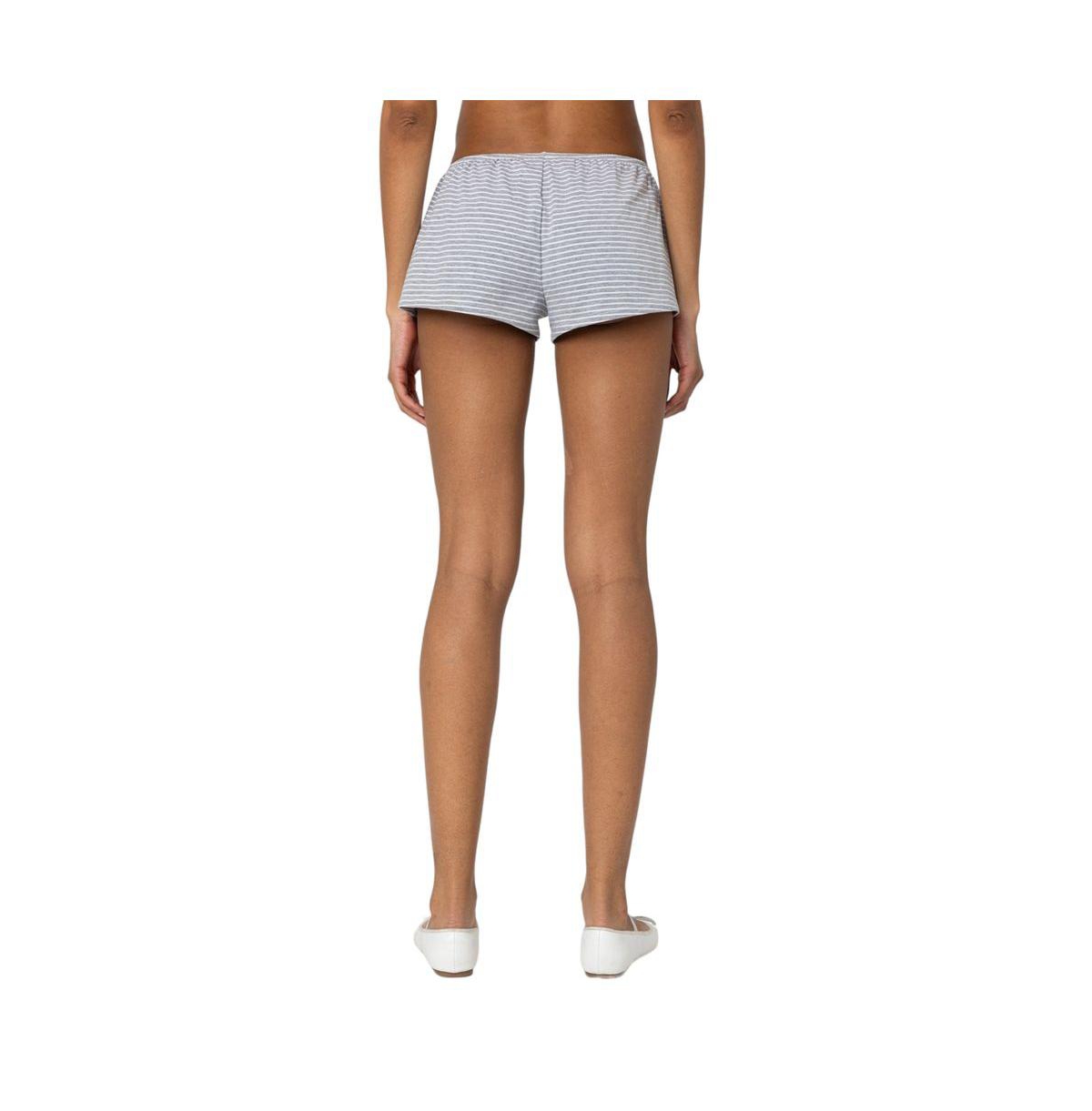 Edikted Women's Astor Striped Shorts - Gray-and-white