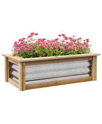 Raised Garden Bed, Wood Reinforced Metal Planter Box, 2.6'
