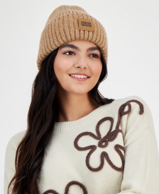 Women's Chunky Rib-Knit Logo-Patch Beanie