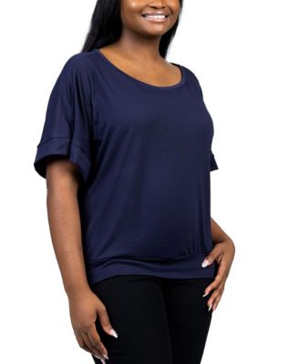 Plus Size Short Sleeve Loose Fitting Dolman Top