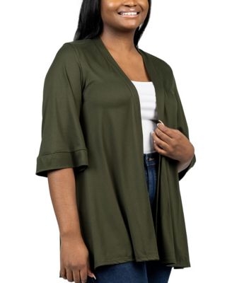 Plus Size Elbow Length Open Front Cardigan Sweater
