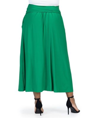 Plus Size Foldover Maxi Skirt With Pockets