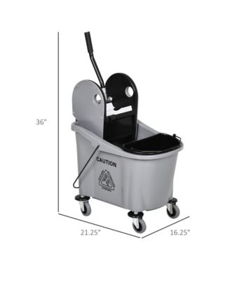 9.5 Gallon 36L Wringer Bucket Cart with Down Press Wringer and Mop Holder