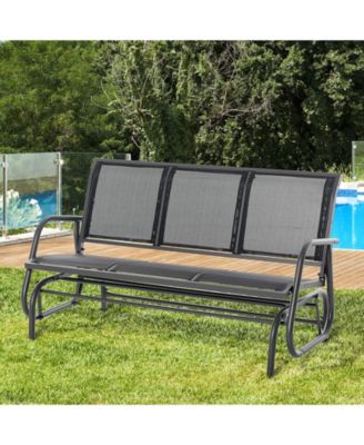 Outdoor Glider Bench for 3 with Breathable Mesh Fabric,
