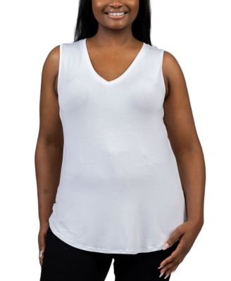 Plus Size V-Neck Sleeveless Rounded Hemline Top