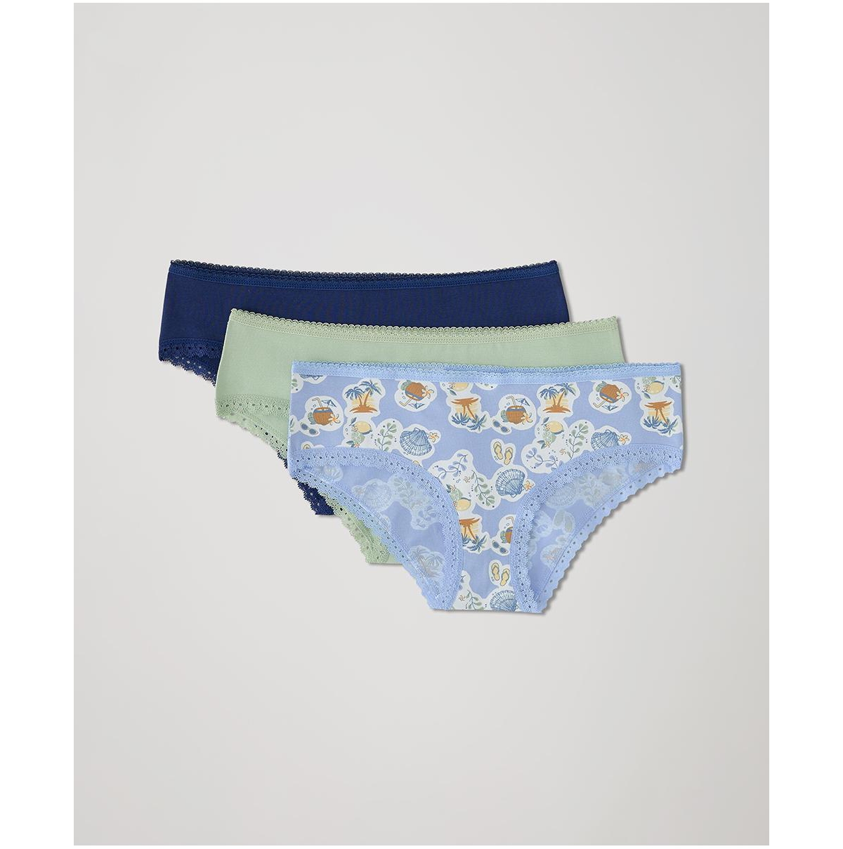 Women's Lace Cheeky Hipster 3-Pack - Sea shells