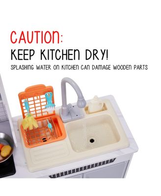 Kids Kitchen Set, Wooden Pretend Play Kitchen with Accessories