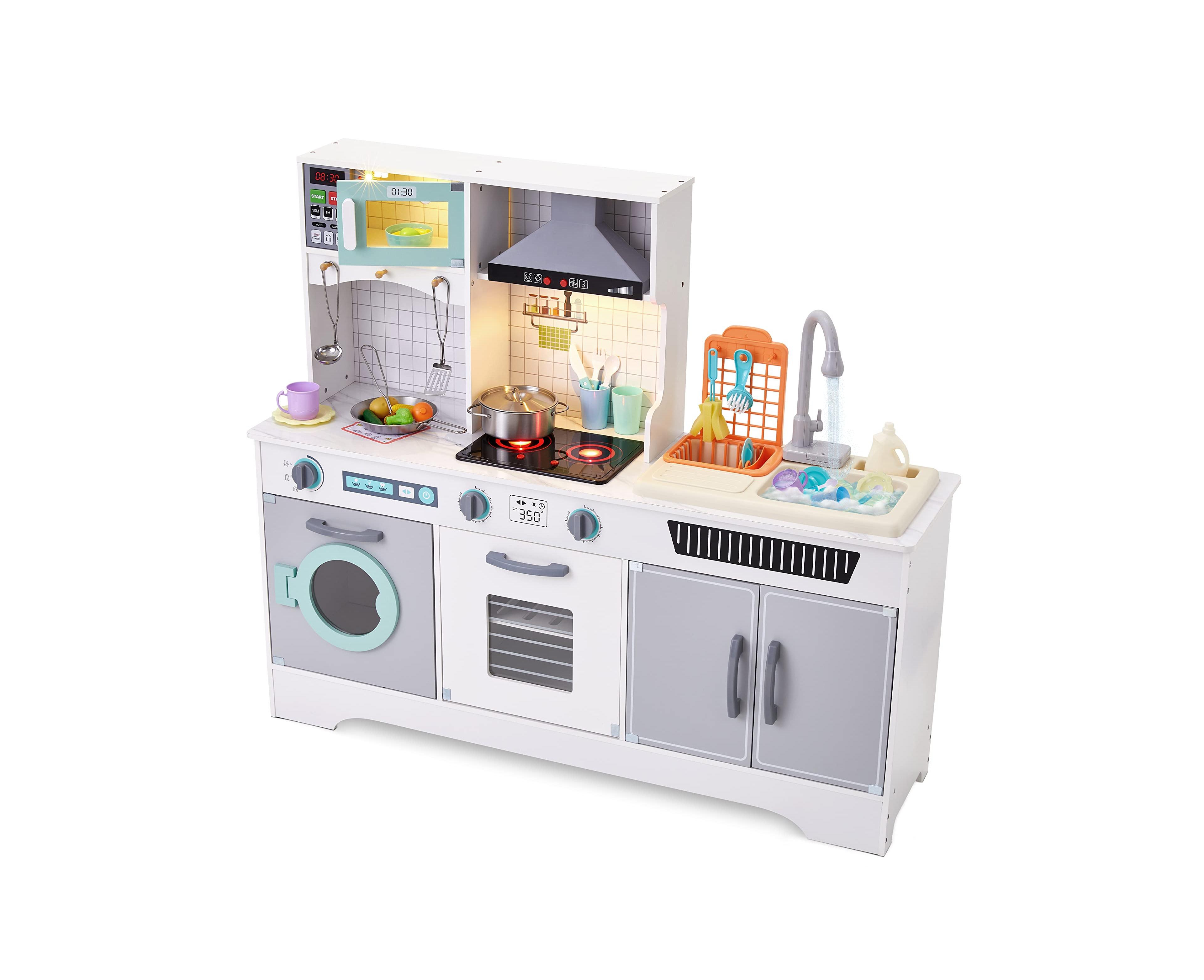 Lil' Jumbl Kids Kitchen Set, Wooden Pretend Play Kitchen with Accessories