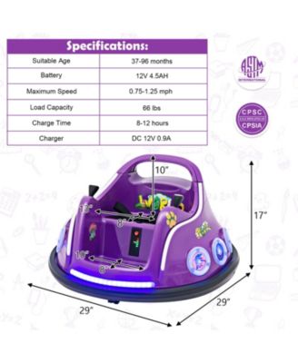 12V Electric Ride On Car with Remote Control and Flashing LED Lights