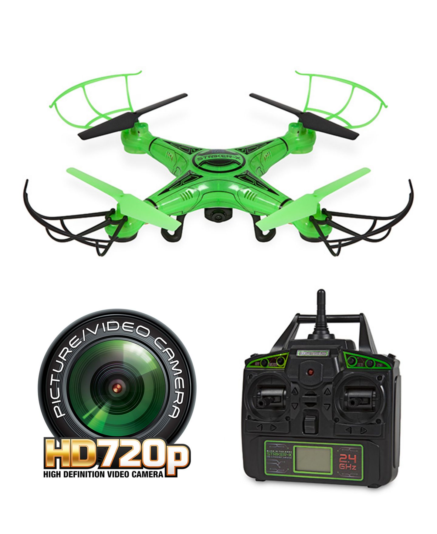 Детская игрушка World Tech Toys Striker-X Glow-In-The-Dark 2.4GHz HD Camera RC Drone — фото 1