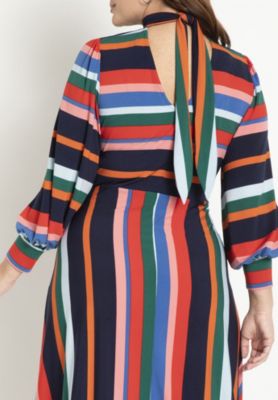 Women's Plus Size A-Line Dress With Puff Sleeves