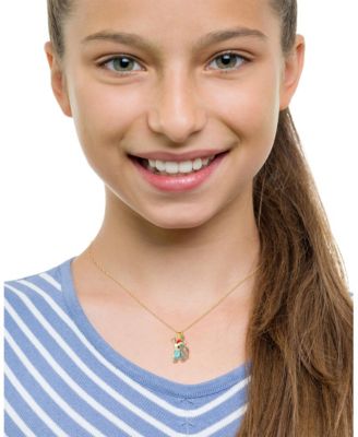 Lilo and Stitch Yellow Gold Flash Plated Christmas Pendant Necklace