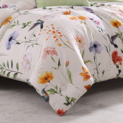 Fresh Cut Flowers Bedding 200 Thread Count 100% Cotton Sateen 5 Piece Reversible King Comforter Set