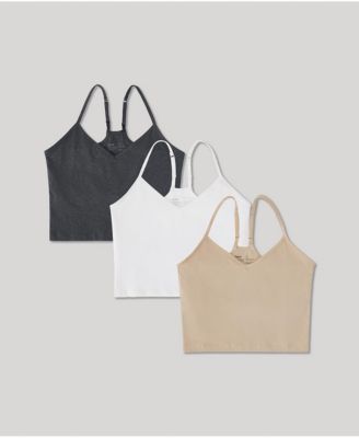 Women's Organic Cotton Everyday Shelf Bra Cropped Camisole 3-Pack