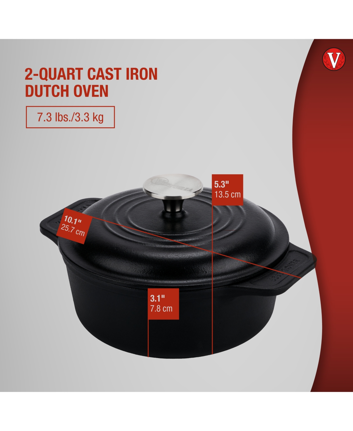Victoria 2-quart Cast Iron Preseasoned Dutch Oven With Lid And Dual Handles In Black