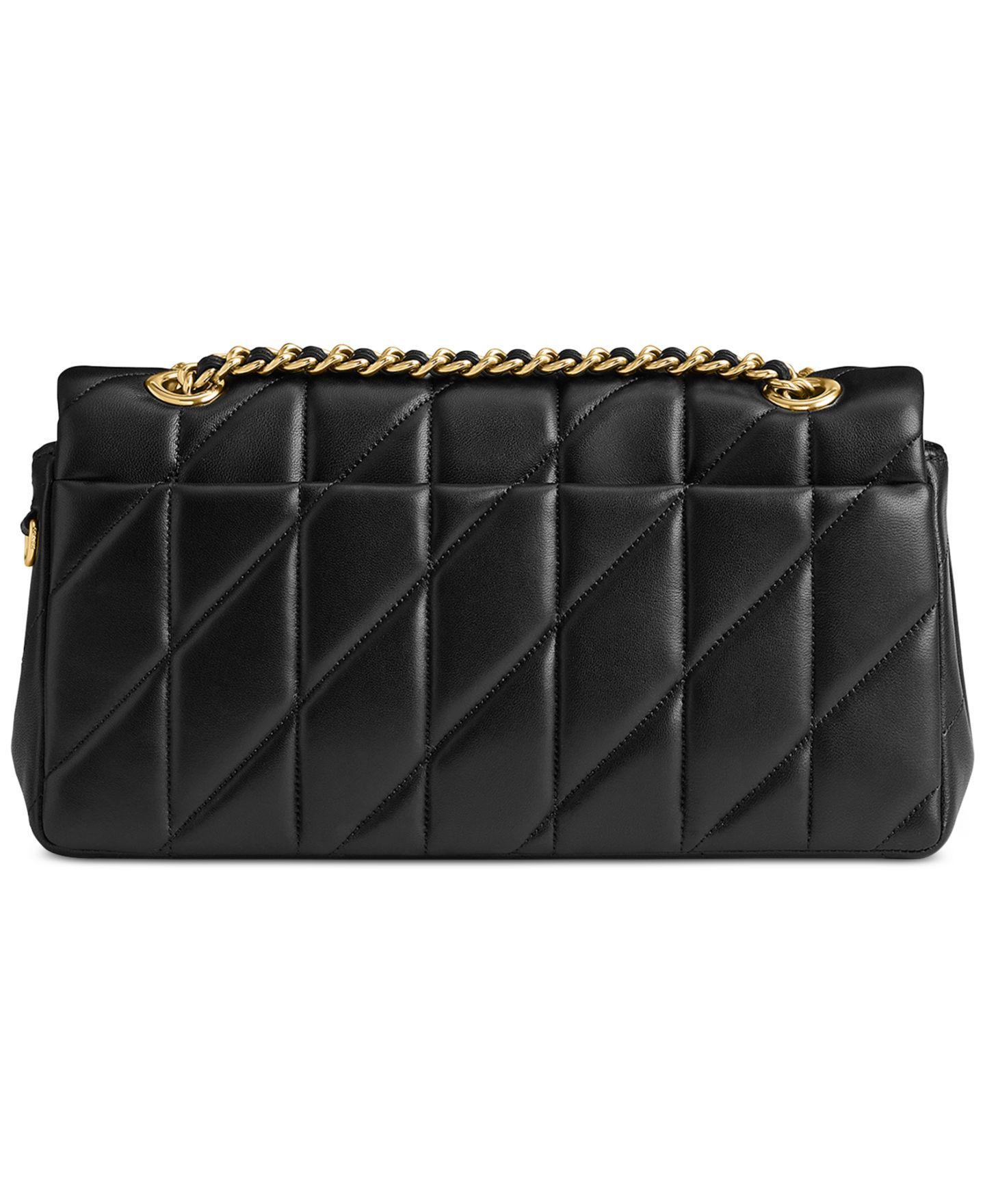 Женская сумка COACH Quilted Tabby Medium Leather Shoulder 26, цвет: Латунный / Чёрный — фото 4
