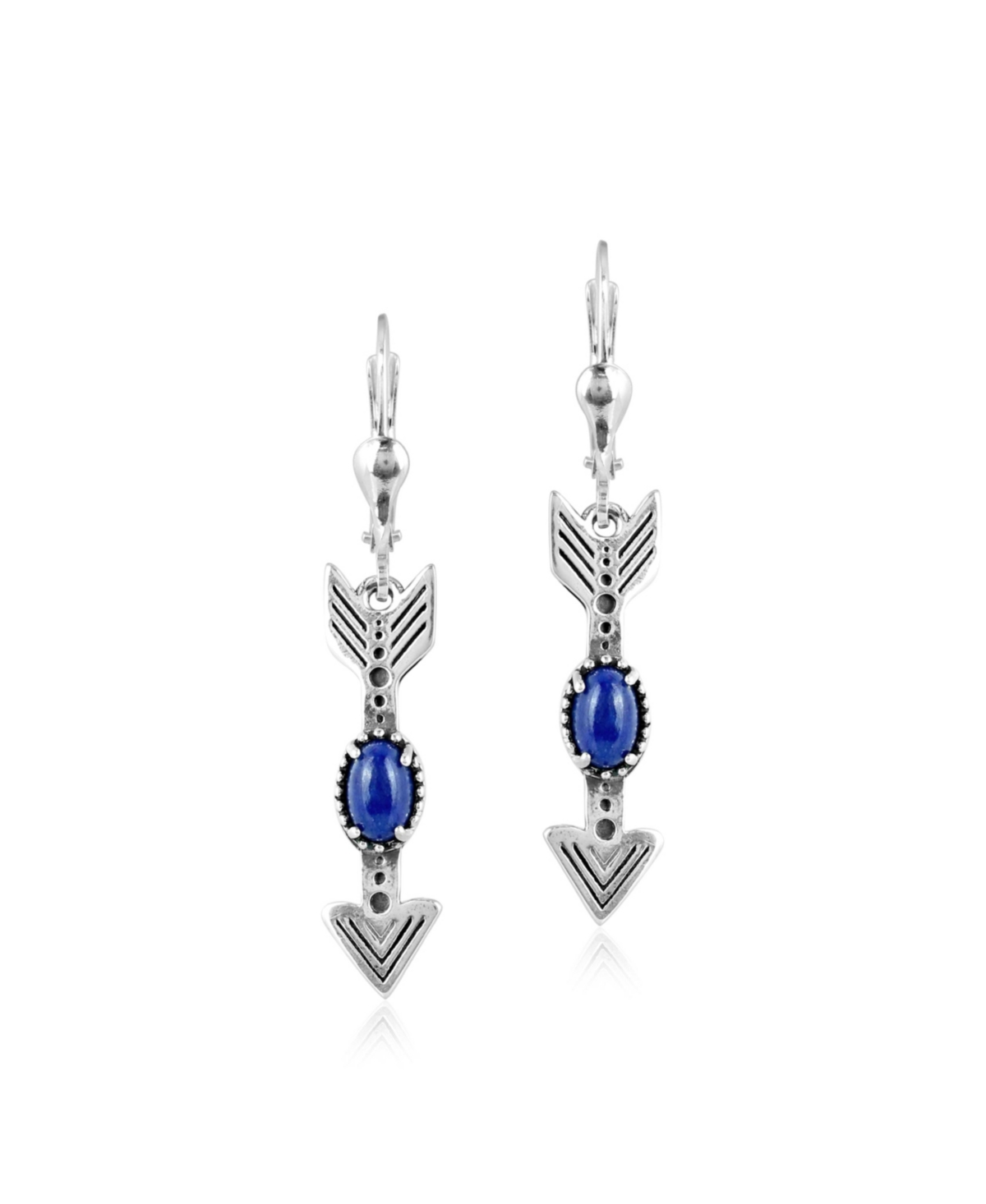Sterling Lapis Lazuli Gemstone Arrow Leverback Earrings - Lapis lazuli