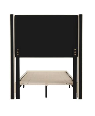 Percy Modern Platform Bed With Padded Channel Stitched Upholstered Wingback Headboard