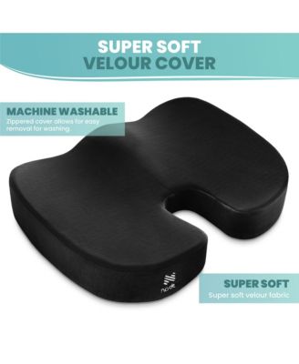 Gel-Enhanced Memory Foam Seat Cushion, Velour Ergonomic Orthopedic Comfort Pad, Ideal Pillow for Office Desk Chair, Wheelchair, Car & Truck
