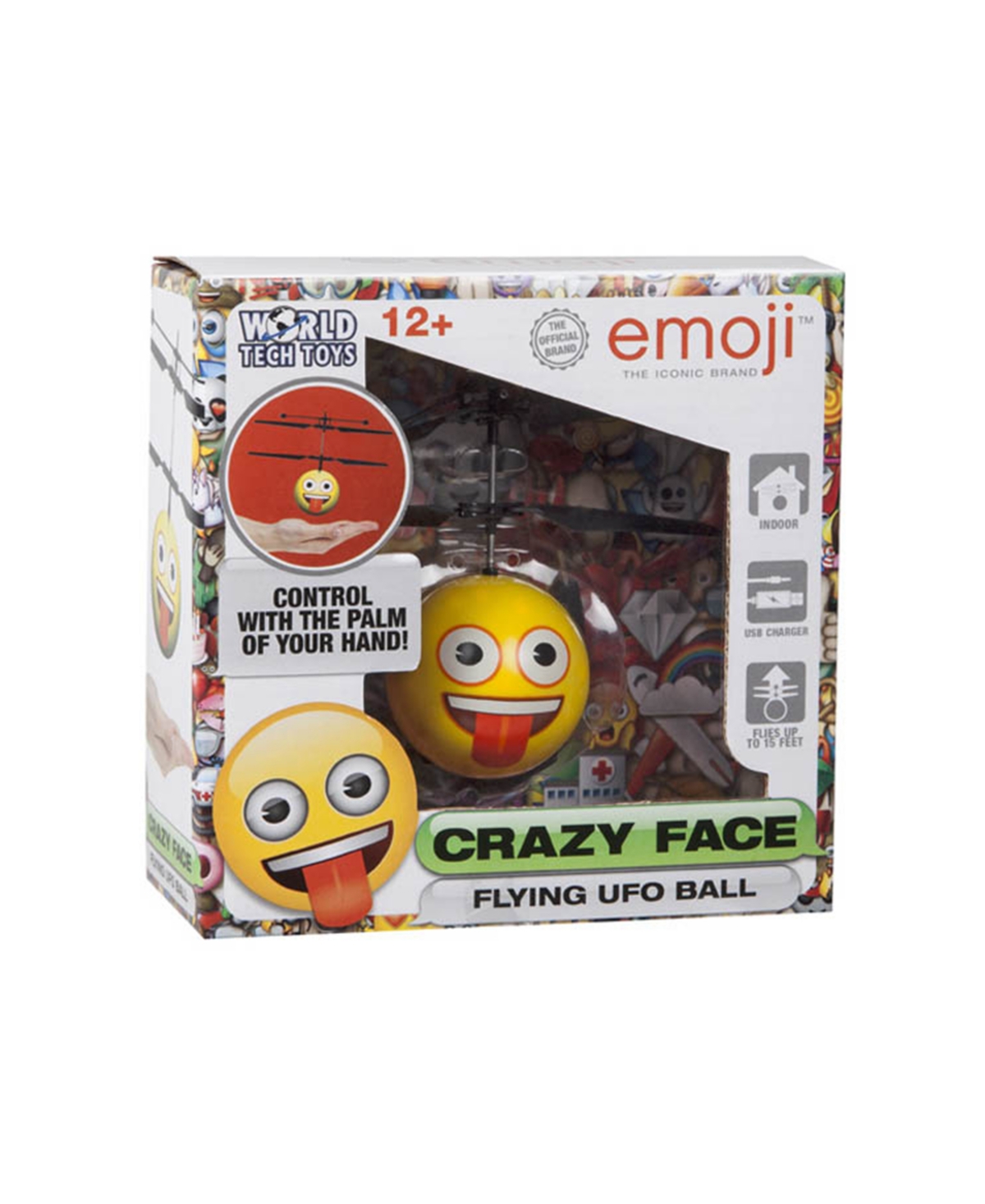 World Tech Toys Crazy Face Emoji Ir Ufo Ball Helicopter In Multi