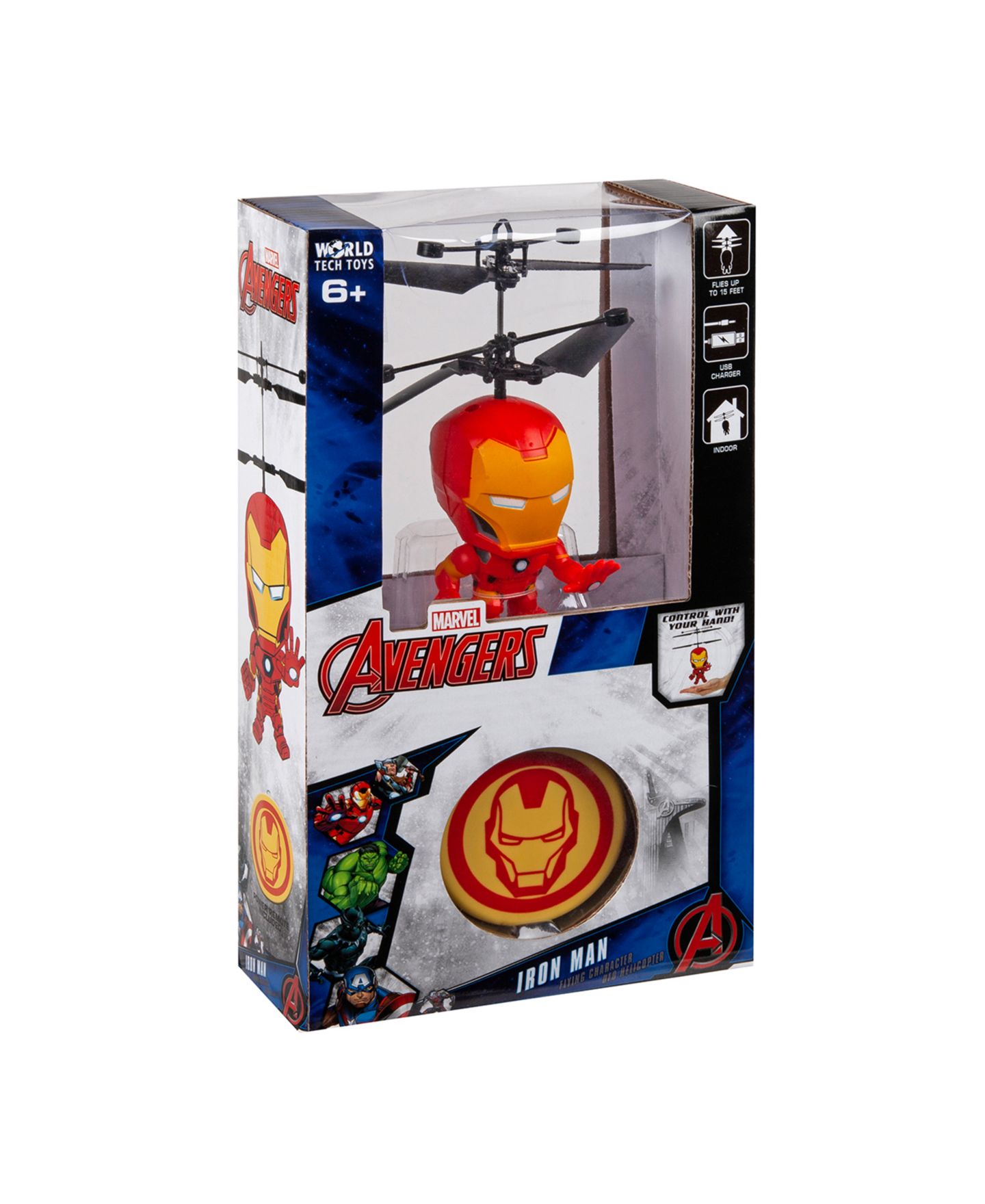 Детская игрушка World Tech Toys 3.5 Inch Marvel Iron Man Infrared Hover Sensor Flying Figure Helicopter — фото 5