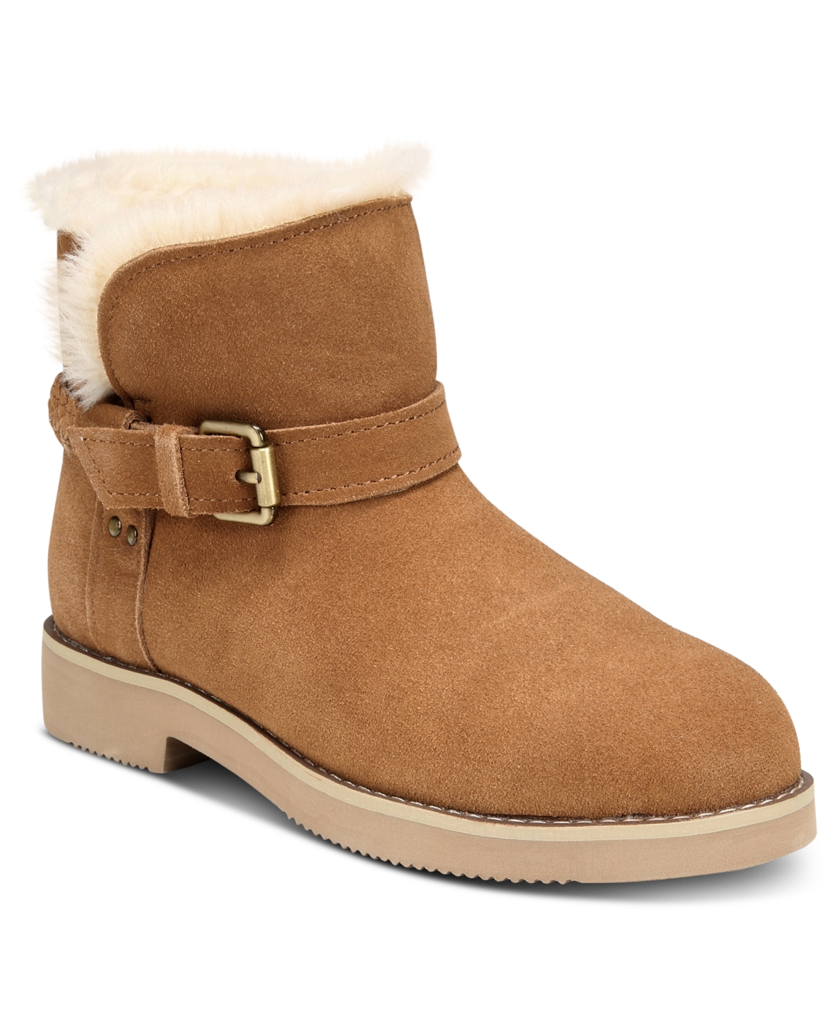 Women's Korri Pull-On Buckled Winter Booties, Created for Macy's - Chestnut