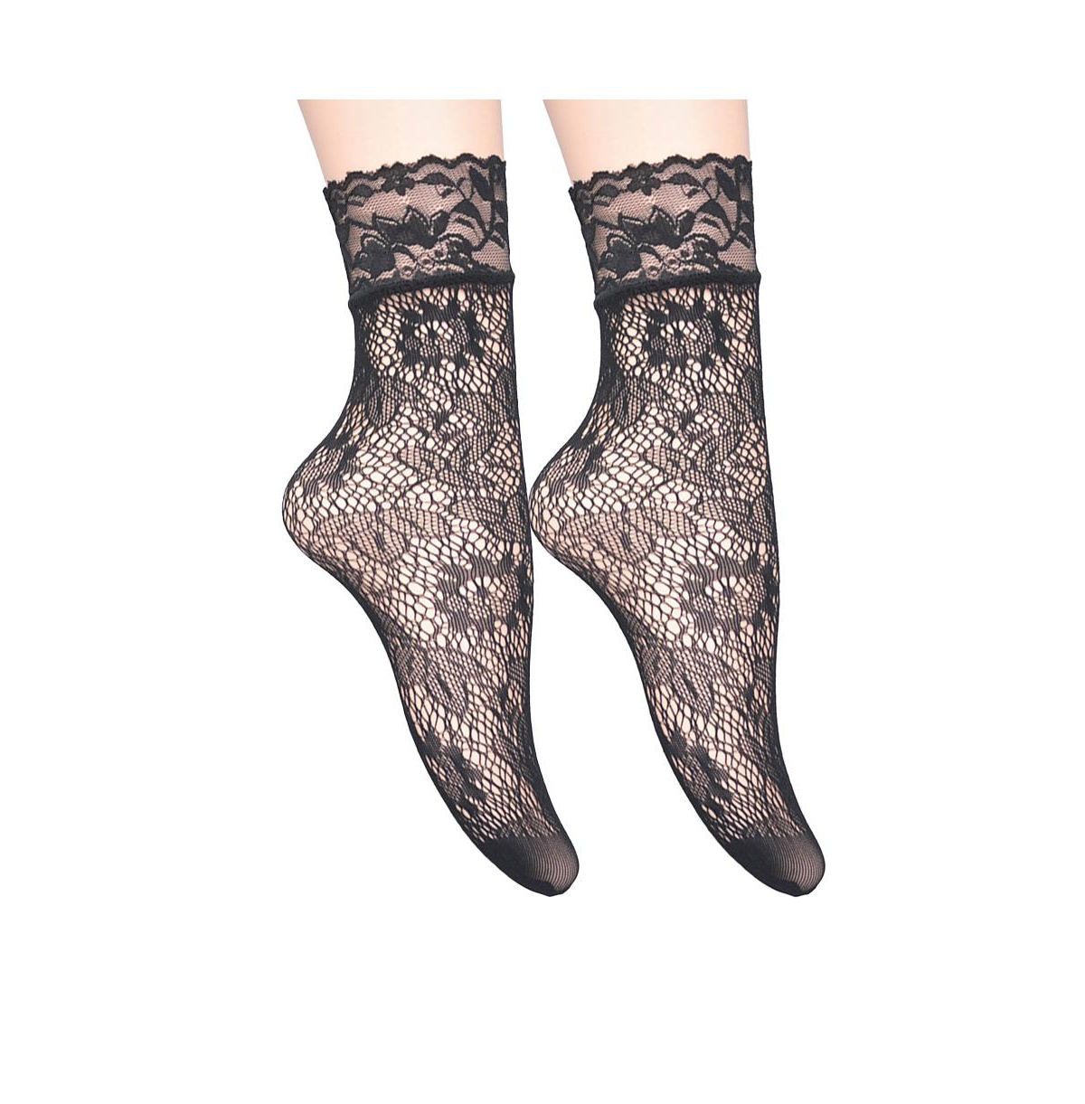 Women's Botanical Fishnet Socks - Black