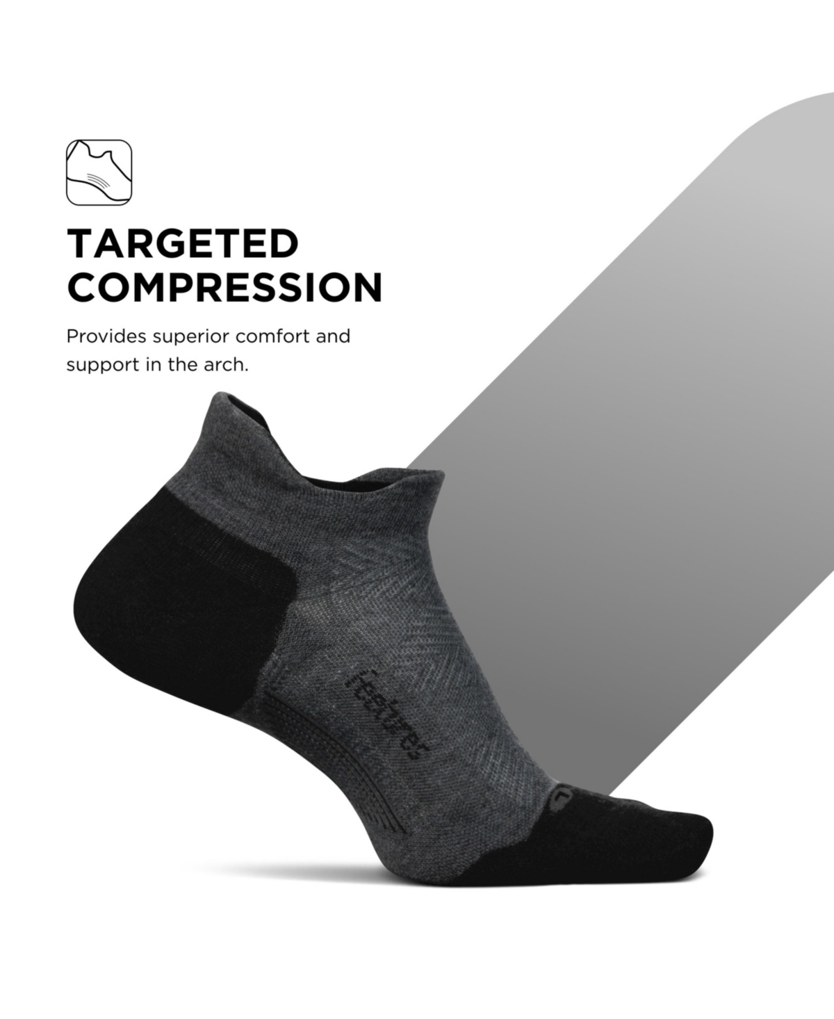 Feetures Men's Elite Max Cushion No Show Tab Ankle Socks - Sport Sock with Targeted Compression