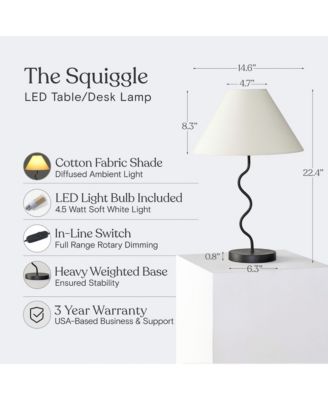 Squiggle 22" LED Contemporary Modern Table Lamp with Empire Shade