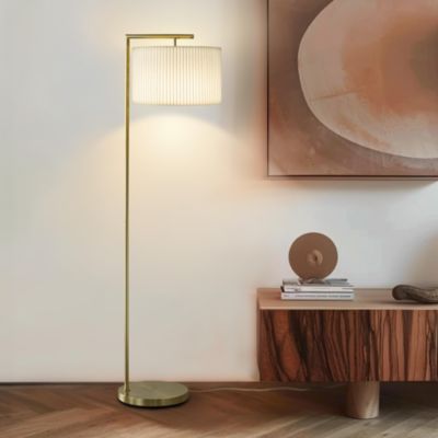 Montage Modern 60" LED Arc Floor Lamp with Pleated Fabric Shade