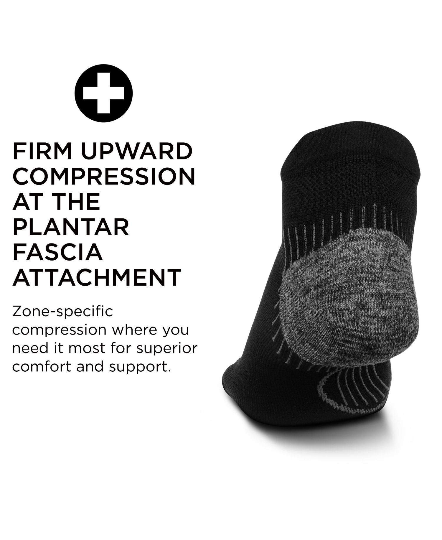 Men's Plantar Fasciitis Relief Sock Light Cushion No Show Tab - Targeted Compression Sock for Men - Large