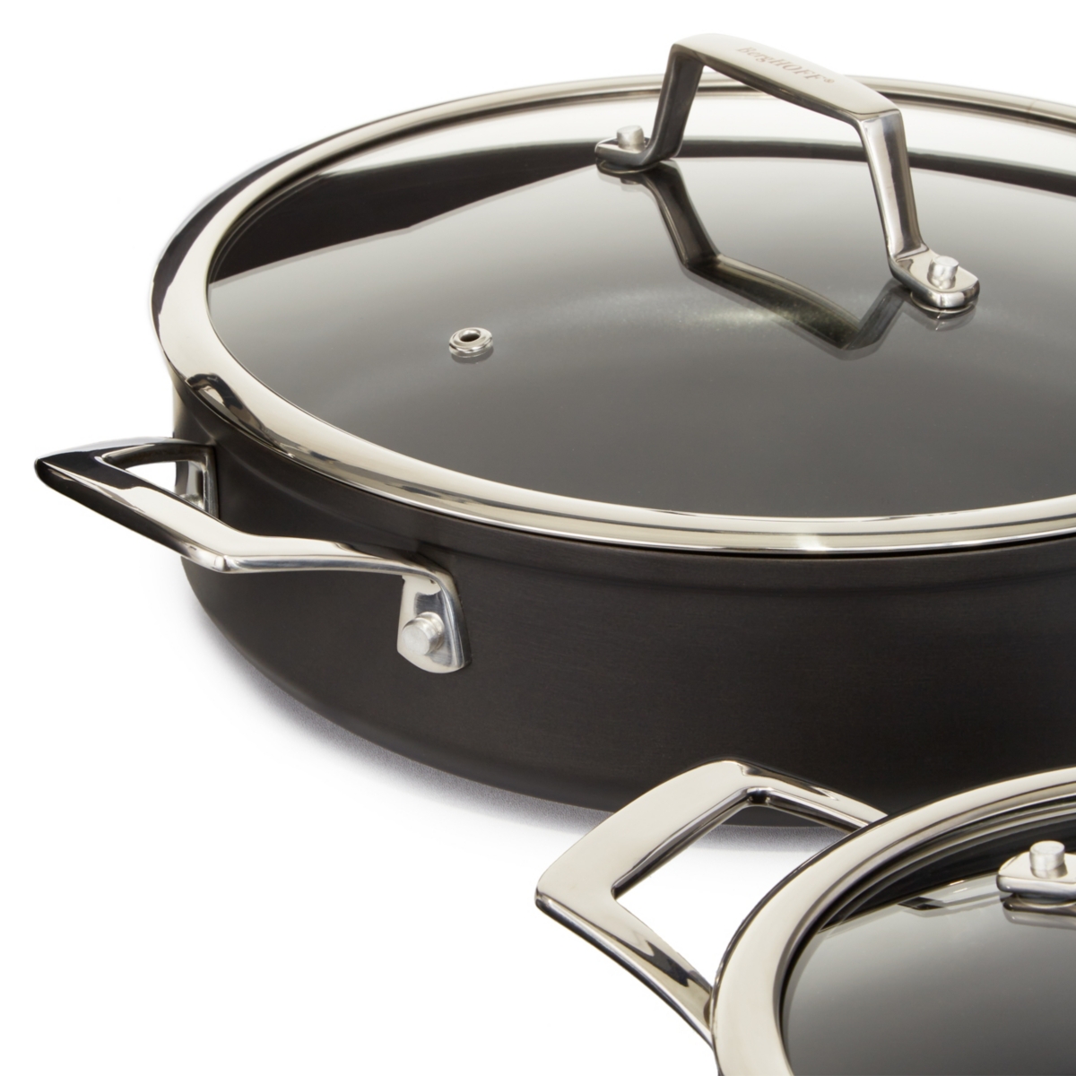 BergHOFF Essentials 4Pc Non-stick Hard Anodized Simmer Set With Glass Lids, Black