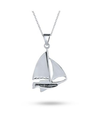 Bling Sterling Silver Nautical Sail Boat Sea Lover Ocean Vacation Ship Sailboat Pendant Necklace