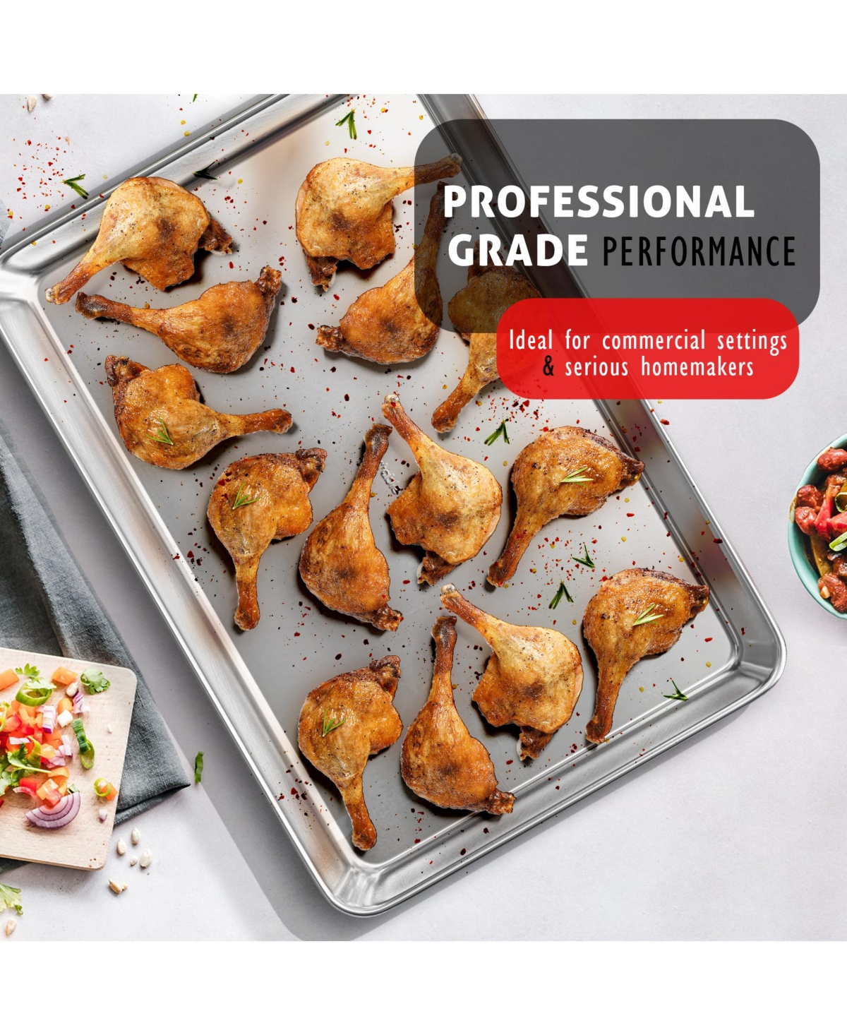 Non-stick Aluminum Baking Sheet - Large 21.5” x 15.5” x 1" - 6 Pack