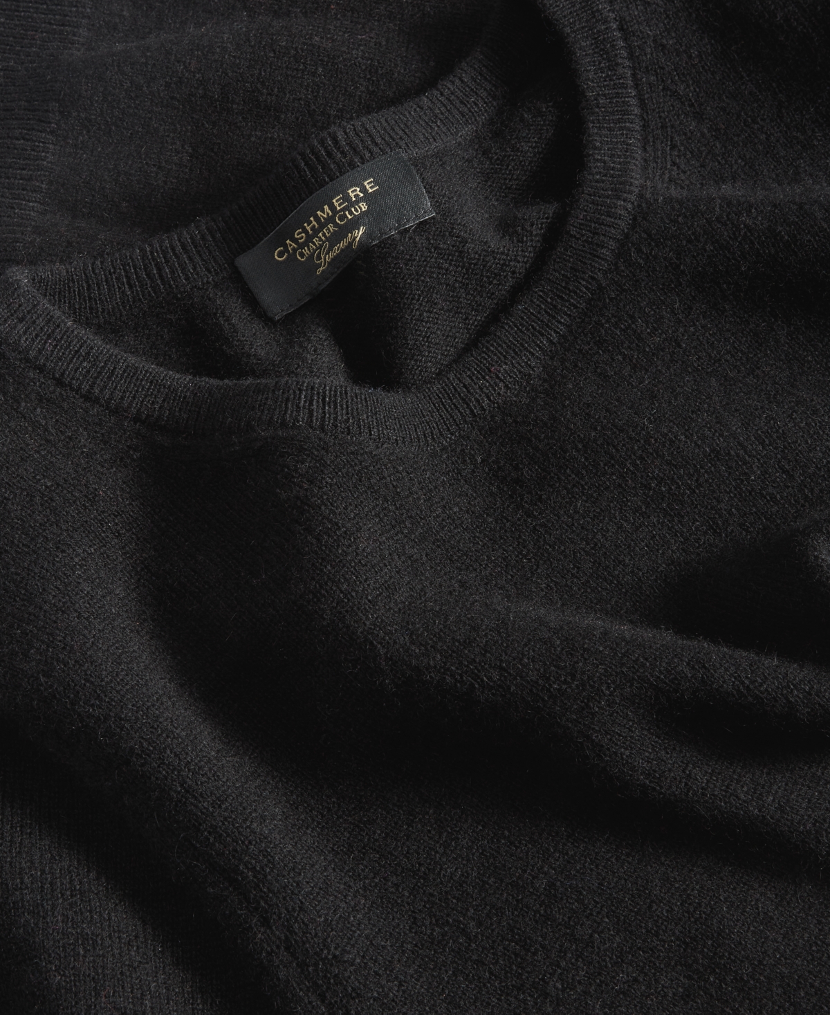 Charter Club 100% Cashmere Women's Petite Long-sleeve Crewneck Sweater, Created For Macy's In Classic Black