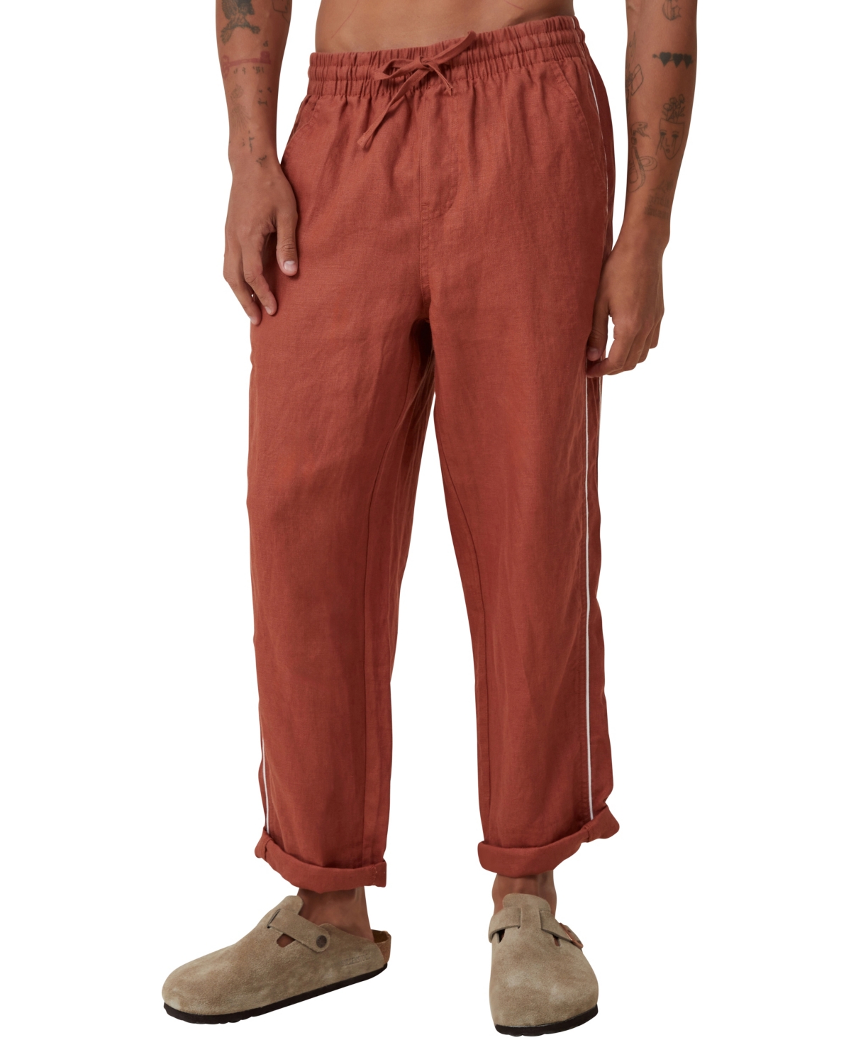 Cotton On Men's Linen Drawstring Pants In Red