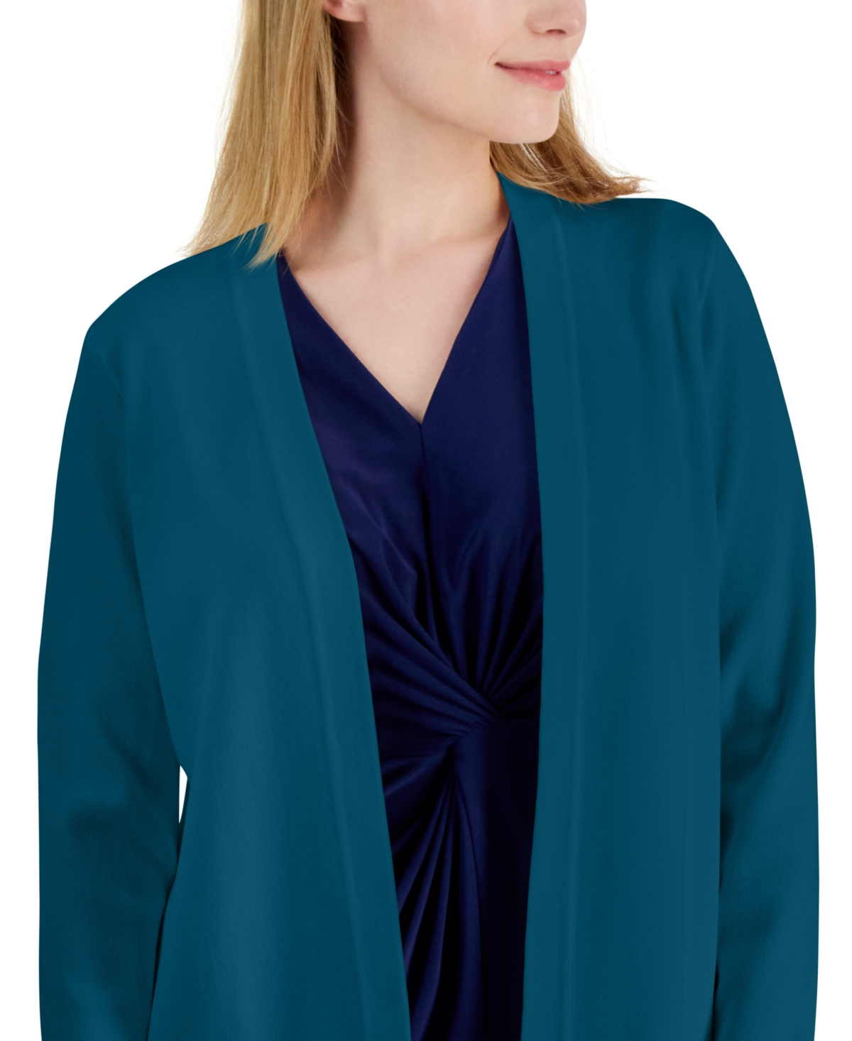 Ak Anne Klein Petite Newport Open-Front Cardigan