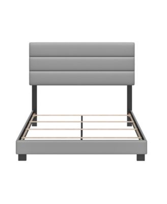 Napoli Leather Upholstered Platform Bed Frame with Tri-Panel Adjustable Headboard - Boyd Sleep