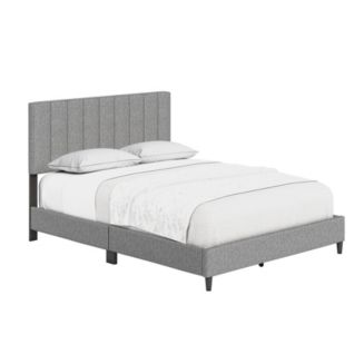 Boyd Sleep Leah Linen Panel Upholstered Platform Bed Frame, Grey, Full ...