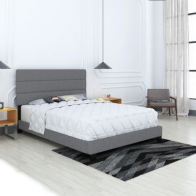 Sicily Linen Upholstered Platform Bed Frame with Adjustable Headboard - Boyd Sleep