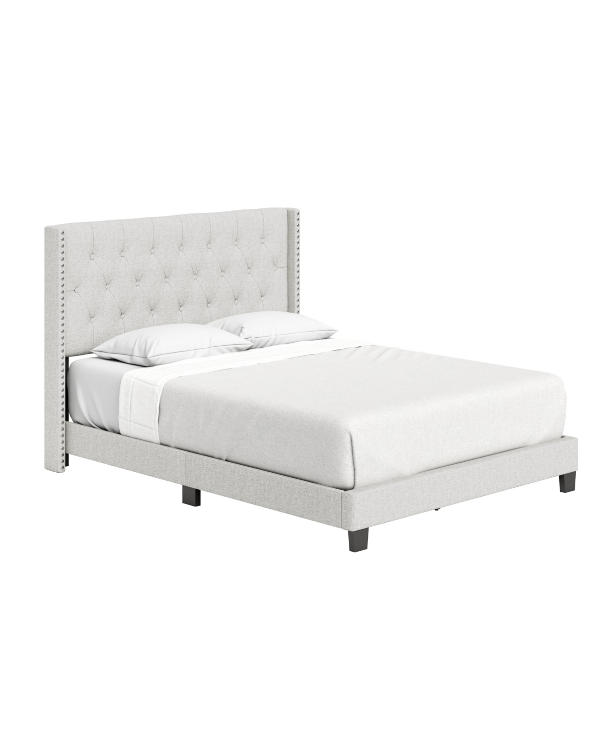 Mia Linen Upholstered Platform Bed Frame with Tufted Headboard - Boyd Sleep