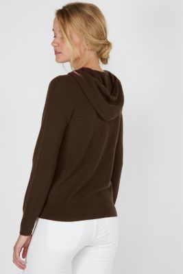 Women's 100% Pure Cashmere Long Sleeve Zip Hoodie Cardigan Sweater