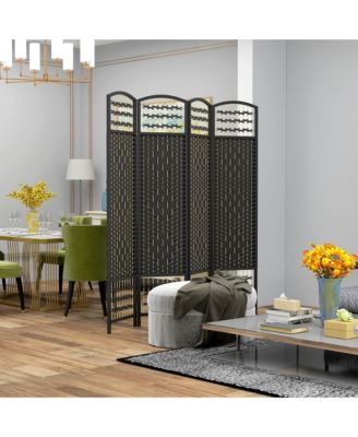 4 Panel Room Divider, Folding Screen, 5.6', Black