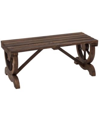 2-Person Wood Garden Bench, Wagon Wheel Design, Brown