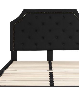 Provence Platform Bed With Slatted Support Contemporary Tufted Upholstery With Accent Nail Trim