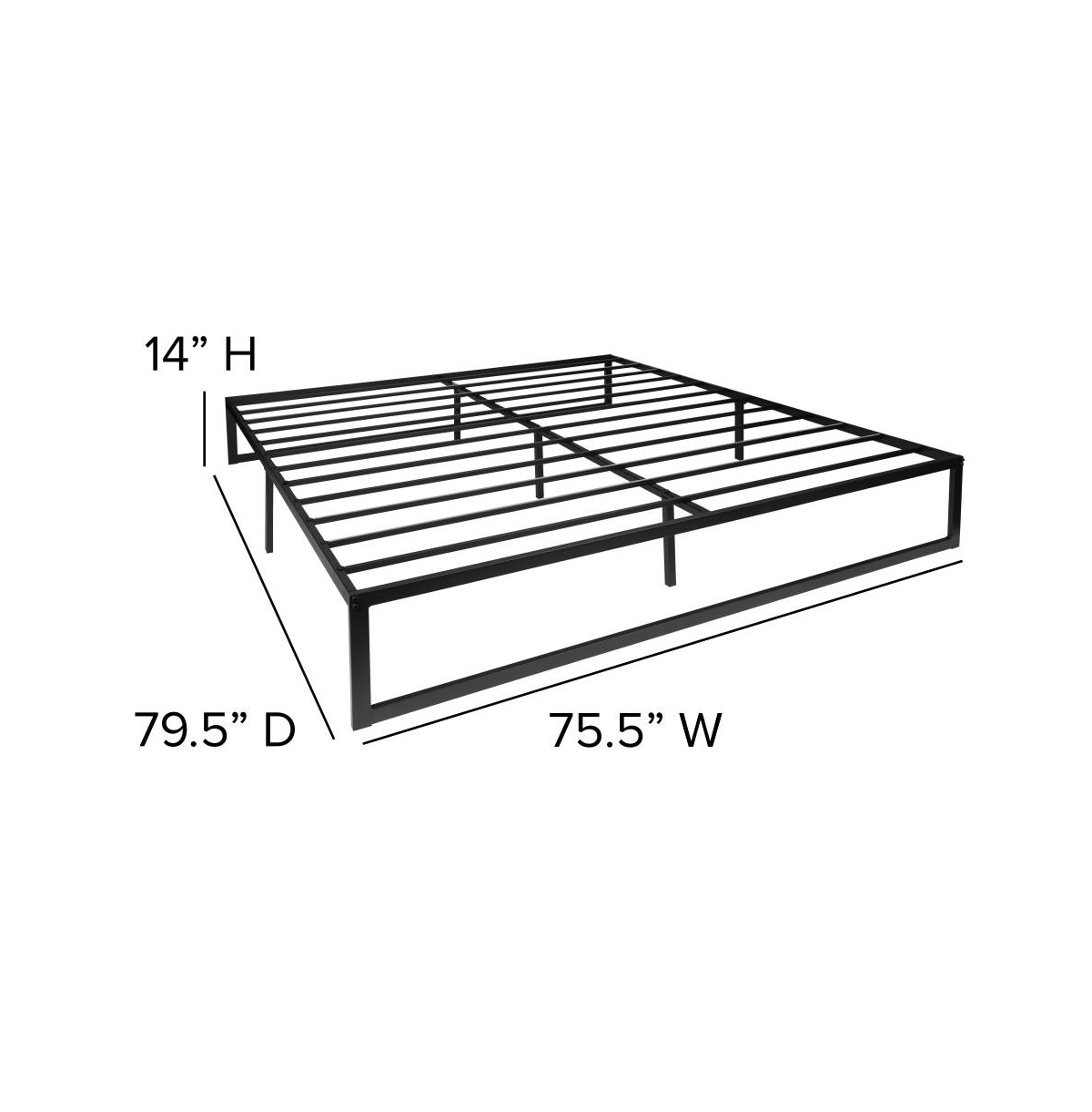 Merrick Lane Varallo Steel Bed Frame With Steel Slat Support For Any Mattress (No Box Spring Required)
